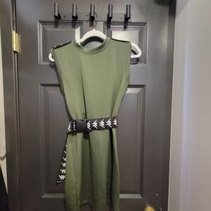 Kappa Green Sheath Midi Dress Mock Neck